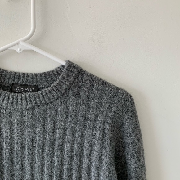 Topshop Gray Ribbed Crewneck Long Sleeve Sweater - Picture 6 of 8